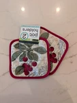 Nwt - Set Of 2 Pot Holders With Cherries In Red, Green & Ivory 6.75" X. Fixed Price $5.00.