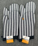 Mu Kitchen Oven Mitt 2 Pair 4 Gloves Pinstripe Onyx Cotton Thick Terry Lined 13". Fixed Price $22.97.