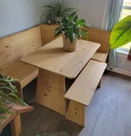 3 Pc Pine Wood Breakfast Nook Kitchen Dining Set Corner Booth Bench & Table. Fixed Price $489.89.