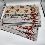Middleton Home Placemats (6) Red Green Snowflakes Scene & Birds. Fixed Price $19.99.