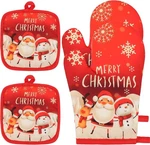 Lucleag 4-PC Christmas Oven Mitts Set Santa, Snowman & Deer, Heat Resistant. Fixed Price $25.55.
