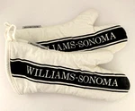Two (2) Williams-sonoma Classic Black & Beige Logo Quilted Oven/grill Mitts. Fixed Price $29.95.