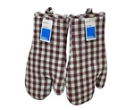 Room Essentials Oven Mitt Pair (2) Mint Check 7" X 12.5" Burgundy Green Cotton. Fixed Price $14.00.