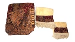 Croscill Galleria Red Gold Chenille Patchwork (3P) Shower Curtain, Towel Set. Fixed Price $63.20.