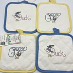 Vintage Duck Goose Potholders Lot Of 4 Blue Yellow Charles Craft Creations. Fixed Price $15.99.