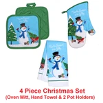 Snowman Christmas House Collection Kitchen Oven Mitt Towel Pot Holders Ship Free. Fixed Price $14.79.