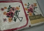 1960S Kitchen Set Kitchy Pink Flowers Towels Pot Holder Morgan Jones Mcm Vtg New. Fixed Price $35.00.