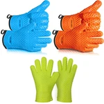 Set Of Bbq Smoker Max Heat Resistant Grill Gloves Silicone Oven Mitts Washable. Fixed Price $11.99.