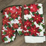Christmas House Poinsettia Oven Mitt & Kitchen Towel Nwt Holiday Decor New. Fixed Price $10.00.