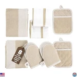 Casa Platino 8-PIECE Kitchen Set Heat Resistant Mitts, Potholders & Towels. Fixed Price $41.16.