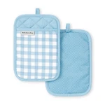 Kitchenaid Gingham Pot Holder 2-PACK Set, Blue Velvet, 7"X10". Fixed Price $24.99.
