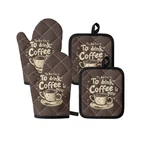 Uniceu Funny Coffee Oven Mitts And Pot Holder Set 4 In 1 Kitch Gloves For. Fixed Price $37.91.