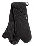 Nib Crate & Barrel Black Silicone Grip Double Oven Mitt 313652. Fixed Price $23.99.