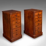 Tall Pair Of Antique Nightstands, English, Chest Drawers, Bedside, Victorian. Fixed Price $6665.67.