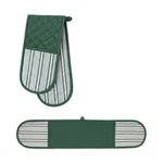 Dii Double Stripe Chef Kitchen Oven Mitt, 35"X7.5", Dark Green. Fixed Price $14.95.