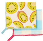 Mud Pie Kiwi Fruit & Plaid Kitchen Dish Towel Set Of Two 26" X 16 1/2" New. Fixed Price $10.00.