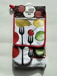 Royal Crest Cotton Kitchen 2 X Towel, Oven Mitt Pot Holder 4 Piece Set. Fixed Price $16.99.