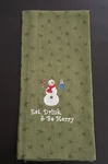 Eat Drink & Be Merry Christmas Towel Park Designs Snowman Nwt Green Embroidered. Fixed Price $9.99.