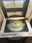Star Wars Glass Cutting Board Baby Yoda 15"X12" The Mandalorian Grogu Open Box. Fixed Price $45.00.