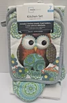 Mainstays 7 Pc Kitchen Set Owl Design Towels Pot Holders Mitt Dishcloths New. Fixed Price $24.99.