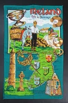 Ireland Tea Towel Rich Heritage Map Crests Tara Brooch Green Linen 29" X 18". Fixed Price $7.99.
