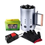 Charcoal Chimney Starter Set Bbq Tools Heat Resistant Gloves Lighter Cubes. Fixed Price $49.68.