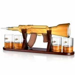 Large Gun Whiskey Decanter By The Diamond Glassware, With 4 Bullet Glasses. Fixed Price $49.95.