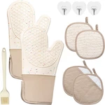 7 Pcs Kitchen Oven Mitts And Pot Holders Cooking Mittens Heat Resistant 500 F. Fixed Price $44.99.