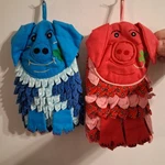 Pig Handmade Kitchen Oven Mitts Set Of 2 Blue Pink Sweet Pretty Euc Homespun. Fixed Price $18.00.