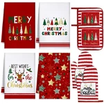 8 Pcs Christmas Kitchen Decoration Set Tree Towels Oven Mitts Pot Holders Plaid. Fixed Price $28.50.