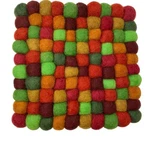 Trader Joe's Handmade Wool Felt Ball Trivet Hot Pad Multicolor Rainbow 8" X. Fixed Price $14.75.