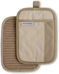 Kitchenaid Beacon Two-tone Non-slip Pot Holder Set, Milkshake/beige, 7"X10", 2. Fixed Price $28.03.