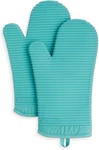 Kitchenaid Ribbed Soft Silicone Oven Mitt Set, 7"X13", Aqua Sky 2 Count. Fixed Price $21.49.