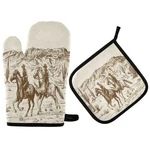 Qugrl Wild West Cowboys Oven Mitts And Pot Holders Set American PATTERN20. Fixed Price $16.66.