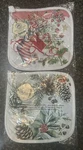 (2) Michel Design Works Christmas Peppermint, White Spruce Kitchen Potholders. Fixed Price $17.99.