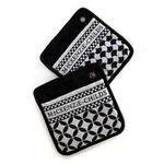 Mackenzie Child's Geo Pot Holders - Black Set Of 2 New. Fixed Price $49.99.