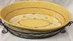 Temp-tations Old World Yellow Oval Baker & Metal Stand Trivet 3 Qt Temptations. Fixed Price $75.99.