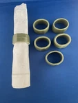 Set Of 6 Porcelain Ceramic Sage Green Napkin Rings Holders Hand Made. Fixed Price $18.00.