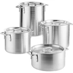 Choice 8-PIECE Aluminum Stock Pot Set W/ Qt 10 12 16 And Covers. Fixed Price $209.69.
