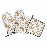Dog Oven Mitts And Pot Holders Sets Cute Animal Cub Happy Puppy Playful Heat .... Fixed Price $20.80.