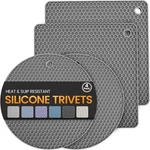 Silicone Trivet Mats 4 Heat Resistant Pot Holders Multipurpose Dark Grey. Fixed Price $14.76.
