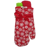 Dei Christmas Morning Snowflake Red Oven Mitt With Dish Towel Set - Nwt. Fixed Price $10.99.