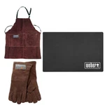 Bbqguys Grilling Safety Set Leather Gloves Apron Weber Protection Mat. Fixed Price $189.99.