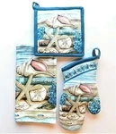 Kay Dee 3-PC Stories Of The Sea Set Potholder Oven Mitt Kitchen Towel. Fixed Price $19.95.