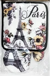 Paris Glam Oven Mitt Pot Holder Set White Black Eiffel Tower Flowers New. Fixed Price $29.00.