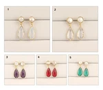 Top Quality Real Pearl Hydro Quartz Gold Plated Checker Cut Bezel Set Earrings. Fixed Price $11.99.