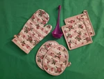 Pink Rose Oven Mitt Glove Potholder Set & Dino Ladle New Kitchen Gift Lot Of 6. Fixed Price $9.95.