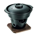 Pearl Metal HB-5221 Sukiyaki Pot With Stove Set, Ceramic 0.9 Quarts, Black. Fixed Price $63.99.
