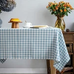 Blue Gingham Checkered Tablecloth,cotton Linen Heavy Weight Ruffled Edge Tabl.... Fixed Price $39.12.