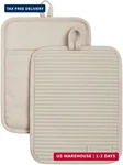 Kitchenaid Ribbed Soft Silicone Pot Holder 2-PACK Set, Milkshake Tan, 7"X9". Fixed Price $18.00.